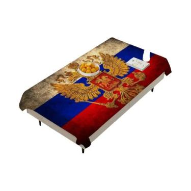 Imagem de Toalha De Mesa Retangular Lavável Com Estampa Da Bandeira Russa Para P
