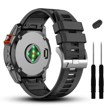 Imagem de DFAMIN Pulseira de relógio Garmin Fenix 7S 7S Pro 6S 6S Pro 5S 5S Plus de 20 mm, pulseiras de silicone macio para smartwatch Approach S70 de 42 mm/Instinct 2S/Descent Mk2s, One Size, Ágata