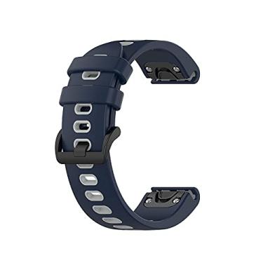 Imagem de VEVEL Pulseira de silicone para smartwatch Garmin Enduro Tactix Bravo Descent Mk2i pulseira de ajuste rápido para Garmin Fenix 5X 6X Pro 26 mm (Cor: Azul-marinho, Tamanho: 26 mm)