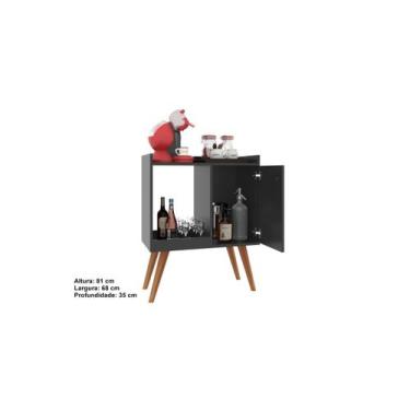 Imagem de Aparador Buffet Pés Palito Retrô Laiane cor Preto - Comprar Moveis em 