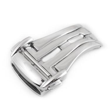 Imagem de StrapHabit Fecho de relógio com fivela dobrável única – Fecho de implantação de aço inoxidável para pulseiras de relógio de borracha FKM, 20mm, Aço inoxidável, Sem Pedra Preciosa
