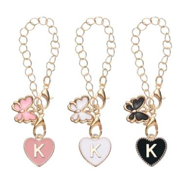 Imagem de 3 peças de acessórios de pingente de letra para copo de copo, pingente de letra de identificação em forma de coração com decoração de borboleta para alça moderna de copo de água, preto/branco/rosa