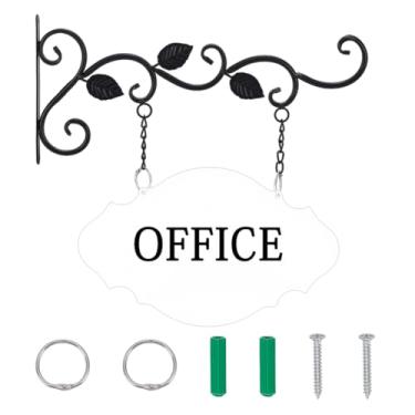 Imagem de AHANDMAKER Placa de pendurar de ferro com suportes montada na parede dupla face em branco para casa de fazenda de boas-vindas decoração de porta de sala de aula decoração de entrada ao ar livre