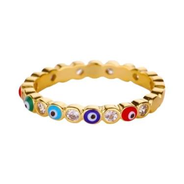 Imagem de Anel De Casamento Feminino Ajustável Em Aço Inoxidável Dourado Com Zir