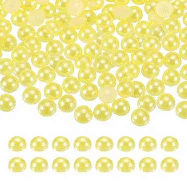 Imagem de Generic 1000 peças de meia pérola para artesanato, 6 mm de plástico metade flatback imitação de pérolas cabochão contas soltas strass para artesanato DIY roupas copo sapatos enfeite unha (amarelo)