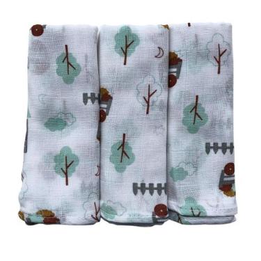 Imagem de Kit 3 Fralda de Pano Ombro Bebê 100 Algodão Enxoval Maternidade - Teci