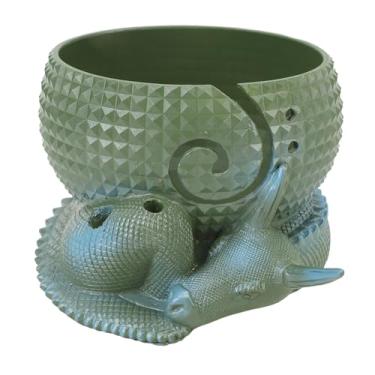 Imagem de Acouto Tigela de Armazenamento de Fio de Ovo de Dragão de Cobre Com Furos - Suporte de Fio Decorativo para Projetos de tricô, crochê e Artesanato (DO Verde)
