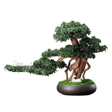 Imagem de Árvore artificial simulação planta bonsai árvore falsa ornamentos estilo chinês sala de estar varanda planta verde decorações em vaso árvore falsa