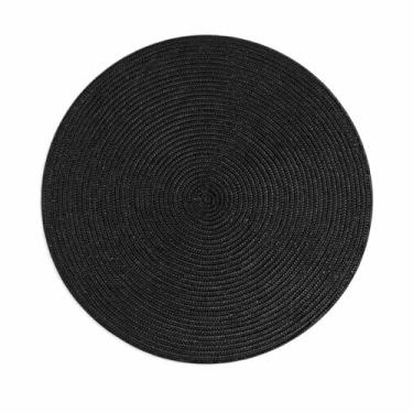 Imagem de Descanso De Prato Sousplat Redondo em Tecido Polipropileno Trançado Preto 37,5 de cm de Diâmetro Design Elegante para Mesa de Jantar Panela Cozinha Proteção contra Calor e Arranhões
