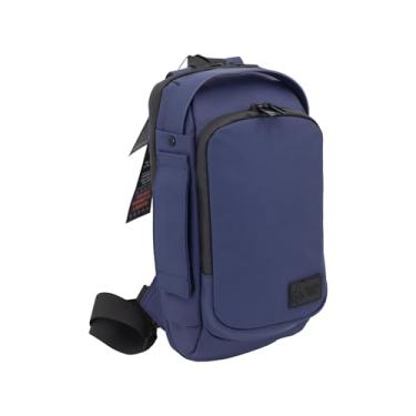 Imagem de FireBar Labs Bolsa transversal executiva à prova de cheiro: fechadura oculta, carregamento rápido USB-C, bolsa tiracolo de couro vegano (17,8 cm x 10,2 cm x 32 cm), Azul-escuro, 7.0 X 4.0 X 12.6
