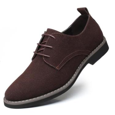 Imagem de Sapato social masculino de camurça, casual, com cadarço, Oxfords, Marrom, 40