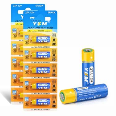 Imagem de YKM Pacote Com 10 Pilhas Alcalinas A27 12V Lr27A Mn27 L828F 27A Para Controle Remoto De Ventilador Teto E Porta Garagem