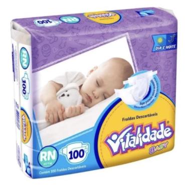 Imagem de Fralda Destartável Pacotão Vitalidade Baby Hiper - Tamanho RN - 100 Un