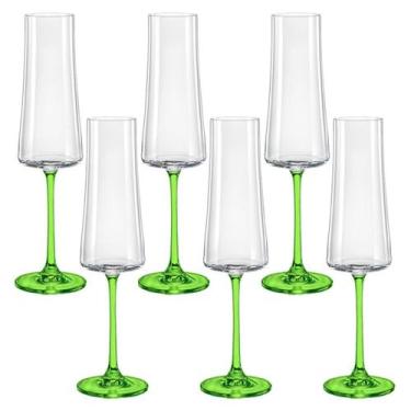 Imagem de Taça de Cristal Bohemia Para Champanhe 210 ml Verde Xtra 6 Peças - Boh