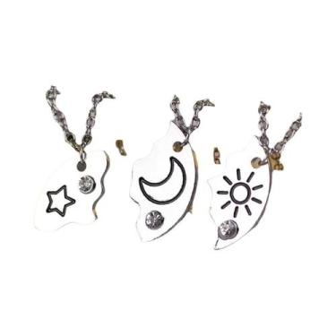 Imagem de Conjunto De Colares Pingente Sol Lua Estrela 3 Peças Melhor Amigo BFF 