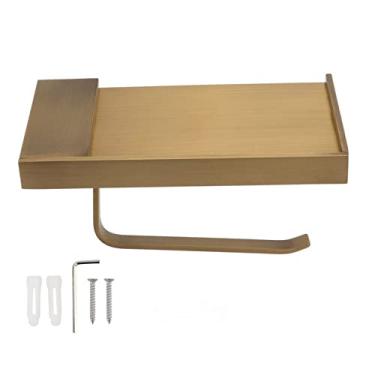 Imagem de Suporte de toalha de papel montado na parede estilo antigo suporte de toalha flutuante de cobre puro com prateleira para cozinha banheiro cabide de rolo de tecido durável estável