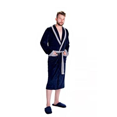 Imagem de Roupão Masculino Em Plush Guilherme Inverno Tamanho G Cor Marinho 11