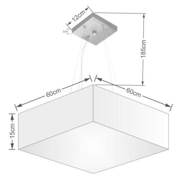 Imagem de Lustre Pendente Quadrado Vivare Md-4198 Cúpula Em Tecido 15/60x60cm - Bivolt Branco 127/220v