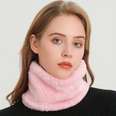 Imagem de Cachecol Feminino De Inverno Corta-Vento De Pelúcia, Gola Tubular De C