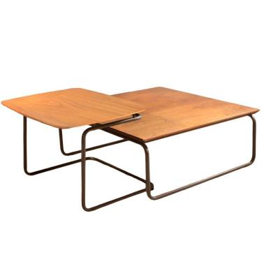 Imagem de Conjunto Mesa De Centro Munique Castanho Base Em Metal Café