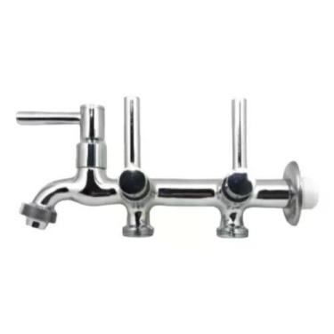 Imagem de Torneira Tanque Máquina 3 Saídas 1/4 Volta C34 - Prateado - Cromo poli