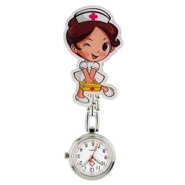 Imagem de Relógio De Lapela Funcional Enfermagem Aço Inox Corrente - Memory Watc