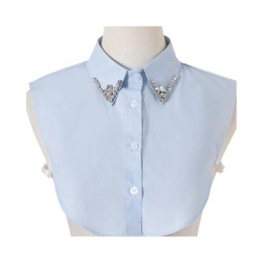 Imagem de Camisa Branca Feminina Com Gola Falsa Versátil Para Uso Interno Primav