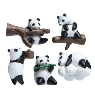 Imagem de Conjunto de ímãs de geladeira Cute Panda 3D Resin Refrigerator, 5 unid