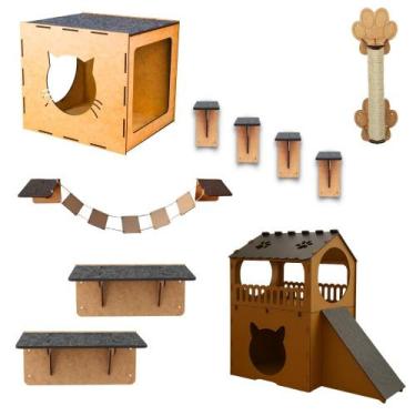 Imagem de Playground Para Gato Completo 9 Peças MDF - BoxFan