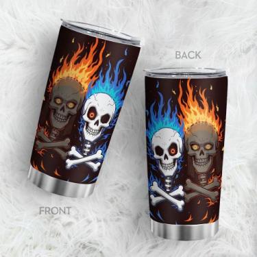 Imagem de Caneca de café Oasisdream Tumbler 600mL com estampa de caveira