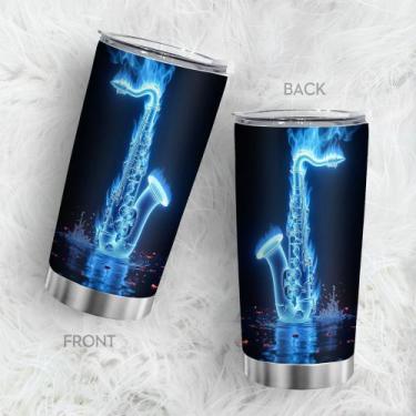 Imagem de Caneca de café Tumbler Oasisdream 600 ml com impressão de saxofone