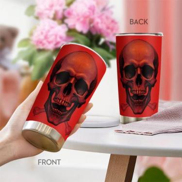 Imagem de Caneca de café Tumbler Oasisdream 600 ml com estampa de caveira