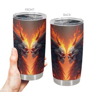 Imagem de Caneca de café Tumbler Oasisdream 600 ml com estampa de caveira