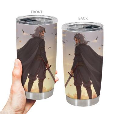 Imagem de Caneca de viagem Oasisdream Tumbler de aço inoxidável 600mL com tampa