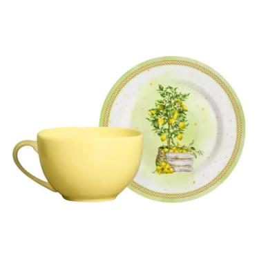 Imagem de Xícara Chá Amarelo Suave com Pires Doce Limone Páscoa Plus 250ml - ALL