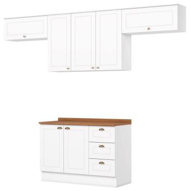 Imagem de Cozinha Modulada 5 Pecas 280cm Americana Branco Nature Henn