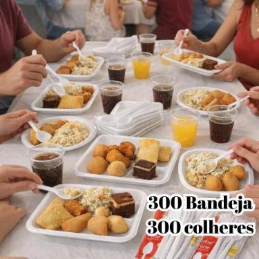 Imagem de Kit 600 Churrasco Bandeja B2 + Colher Refeição Descartavel - Crgfestas