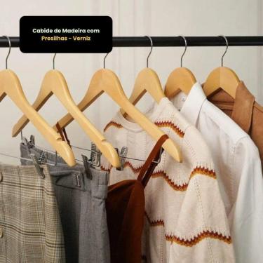 Imagem de Cabide De Madeira Com Presilhas - Verniz