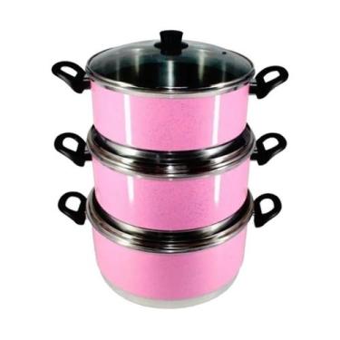 Imagem de Jogo Panelas Grande (jogão) Rosa Alumínio 3 Peças - Continental
