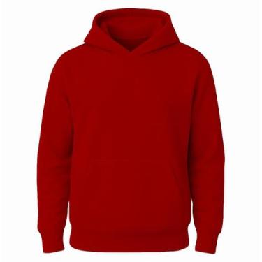 Imagem de Moletom Canguru Vermelho Adulto em Moletom 3 Cabos Peluciado - Confort