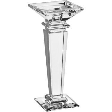 Imagem de Castiçal Porta Vela Decorativo Cristal 22x9x9cm Transparente - NH