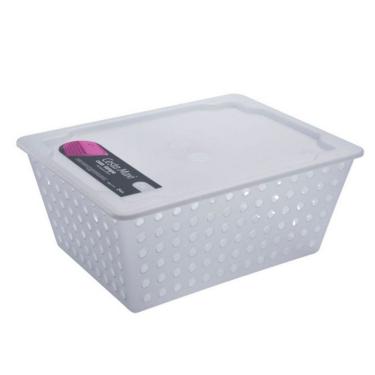 Imagem de Cesta Organizadora Maxi 10829 para Organizar Objetos em Polipropileno com Tampa Empilhá...