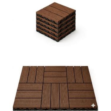 Imagem de KIT 44 Peças Deck Modular Plástico 30x30 - - Fino Inox, Maderia Frisad