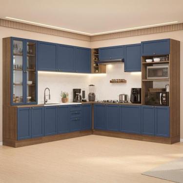 Imagem de Armário de Cozinha Completa de Canto 549 cm Rustic/Azul Vik Madesa 01,