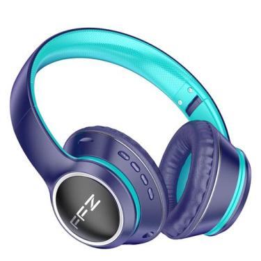 Imagem de Fones de ouvido sem fio FFZ Kids K21 com microfone LED azul marinho