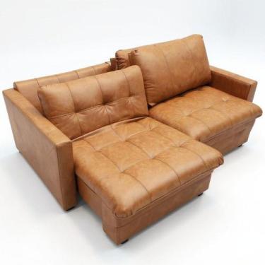 Imagem de Sofá-Cama Retrátil e Reclinável Couro Legítimo 2 Lugares 180cm Cannes 