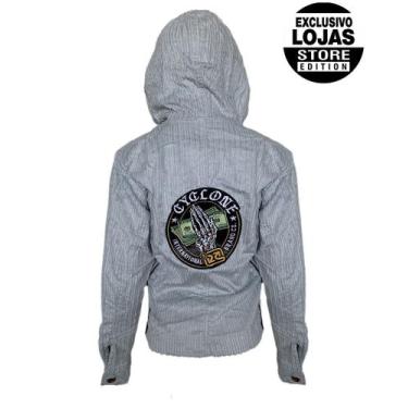 Imagem de Jaqueta Feminina Cyclone Veludo Vivo Skull Dollar Heavy, Cinza style, 