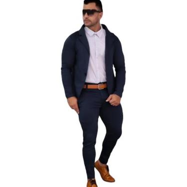 Imagem de Conjunto Blazer e Calça Alfaiataria Slim Masculino Marinho - PP Store,
