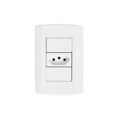 Imagem de Tomada 2x4 Com Placa 10A Branca Modular Pluzie