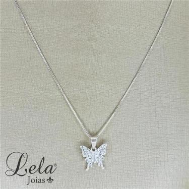 Imagem de Corrente veneziana com pingente borboleta cravejada prata 925 - LELA J
